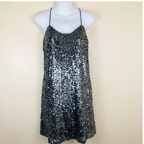 Express Dresses & Skirts - Gray/Silver Express Sequin Mini Dress Size XS